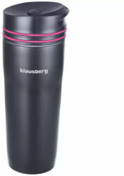 Klausberg dupla falú utazó bögre 380ml - fekete / pink (KB-7149P) (KB-7149P)