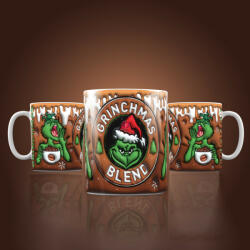 Deconline Customs Grincs mintás karácsonyi bögre 3D pufi hatású "Grinchmas blend (DO129125)