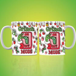 Deconline Customs Grincs mintás karácsonyi bögre 3D pufi hatású "Grinch mode (DO129120)