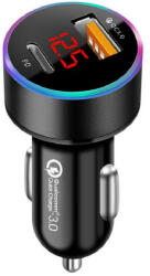  Autós töltő + voltmérő - USB + USB-C (PD) - Quick Charge 3.0 - 12-24V - 13146 M27