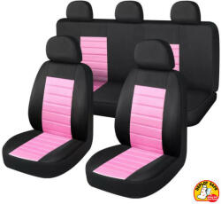 9 részes, két helyen osztható - légzsákos - univerzális üléshuzat szett - pink-fekete - 203-6BP-AZ