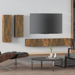 vidaXL 4 részes füstös tölgyszínű szerelt fa TV-szekrényszett (3114635)