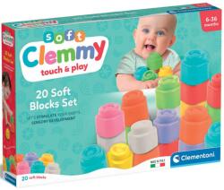 Clementoni Clemmy: Touch & Play puha színes építőkocka 20db-os szett - Clementoni (17989) - innotechshop