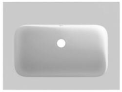 RIHO Livit Velvet Solid Surface falra vagy bútorra szerelhető szögletes mosdó, csaplyuk nélkül, 60.5x46x12cm, Matt Fehér W008001105 (W008001105)
