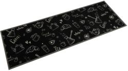 vidaXL fekete reggeli mintás mosható bársony konyhaszőnyeg 60x180 cm (4005585)