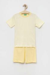 United Colors of Benetton gyerek pamut pizsama sárga, sima - sárga 130