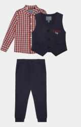 Guess Set cămașă, vestă și pantaloni din material textil N3BG02 KAE30 Bleumarin Regular Fit