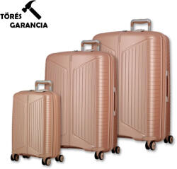 Jump világos rózsaszín polypropylén négy kerekű három részes bőrönd szett