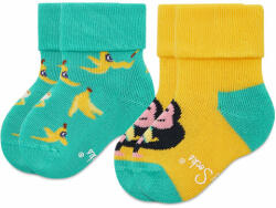 Happy Socks Set de 2 perechi de șosete lungi pentru copii KMNB45-7000 Verde
