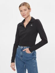 Calvin Klein Bluză Polo Collar Milano Regular Top J20J222556 Negru Regular Fit
