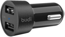budi LED autós töltő, 2x USB, 3.4A (fekete)