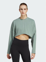 Adidas Bluză Yoga Studio Crop Sweatshirt HR5086 Verde Loose Fit