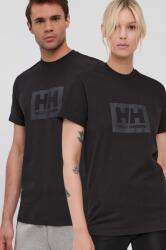 Helly Hansen pamut póló fekete, nyomott mintás - fekete XL