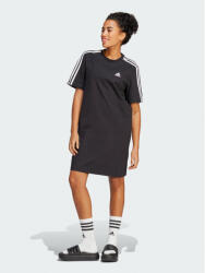 Adidas Rochie de zi Essentials 3-Stripes Single Jersey Boyfriend Tee Dress HR4923 Negru Loose Fit