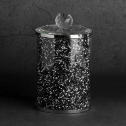 Ventosa 02 tárolóedény kristályokkal Ezüst/fekete 10x10x17 cm