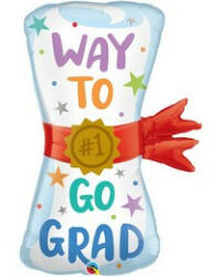 Qualatex Ballagási óriás lufi 36" 91cm, diploma, Way To Go Grad (LUFI251115)