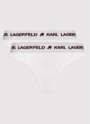 Karl Lagerfeld Set 2 perechi de chiloți tanga Logo Set 211W2126 Alb