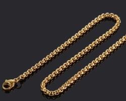 Elegance nemesacél nyaklánc különleges szemzésű 50 cm - 60 cm hosszúságban választható 4 mm vastag arany fazonban (NYA - 2846412)