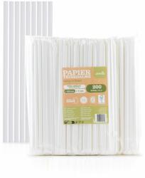 Mank szívószál, egyenként papírba csomagolva, O 8 mm / 23 cm, 200 db fóliazacskóban fehér
