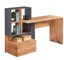  Grosso modern íróasztal polccal, fiókkal (antracit-wotan tölgy) (Grosso)