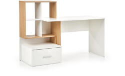  Grosso modern íróasztal polccal, fiókkal (fehér-arany tölgy) (Grosso)