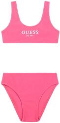 GUESS Бански от две части в цикламено за момиче с бял надпис Guess