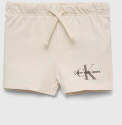 Calvin Klein Jeans gyerek rövidnadrág bézs, nyomott mintás, állítható derekú - bézs 68