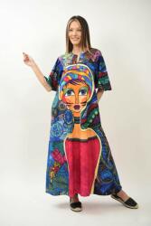 FashionLand ROCHIE CANVAS CULTURA ZENY IN TIMPURI MODERNE CU DETALII VIBRANTE SI MANECI CLOPOT TALIE UNICA Multicolora