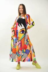 FashionLand FLORILE INTALNESC ARTA - ROCHIE LUNGA CU BUZUNARE SI PRINT MODERN FLOWER FACE TALIE UNICA Multicolora