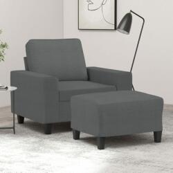 vidaXL Fotoliu canapea cu taburet, gri închis, 60 cm, textil (3201144)