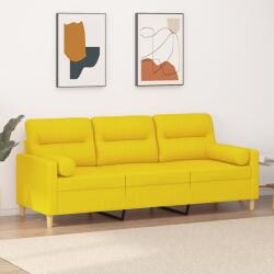 vidaXL Canapea cu 3 locuri cu pernuțe, galben deschis, 180 cm, textil (3200834) Canapea