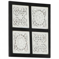 vidaXL fekete és fehér kézzel faragott fali panel MDF 40 x 40 x 1, 5 cm (321656)