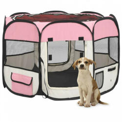 vidaXL rózsaszínű összecsukható kutyakennel hordtáskával 90x90x58 cm (171009)