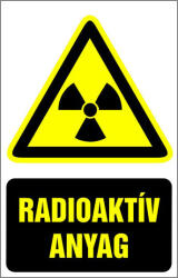 Radioaktív anyag, 16x25cm / Öntapadós vinil