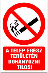 A telep egész területén dohányozni tilos! , 16x25cm / Öntapadós vinil