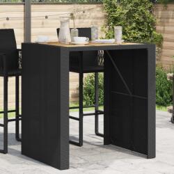 vidaXL fekete polyrattan kerti asztal akácfa lappal 105 x 80 x 110 cm (368696) - vidaxl