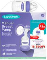 Lansinoh 2 fázisú kézi mellszívó + Lansinoh 160 ml-es cumisüveggel szettben - babamanna