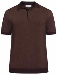Knowledge Cotton Apparel KnowledgeCotton Apparel Two-toned Knitted Polo Shirt - Chocolate - L
