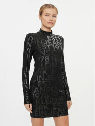 Calvin Klein Rochie de zi Logo Aop Long Sleeve Dress J20J222989 Negru Slim Fit