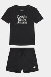Calvin Klein Jeans Set tricou și pantaloni scurți Gradient Logo IN0IN00175 Negru Regular Fit