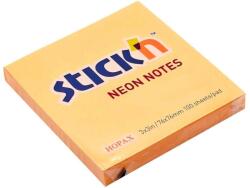 STICK'N Notes autoadeziv 76x76 mm, 100 file, portocaliu neon, STICK'N (HO-21164)