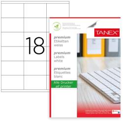 TANEX Etichete autocolante albe, colturi drepte, 18/A4, 70x46mm, 100 coli/top, TANEX (TW2218) - gooffice
