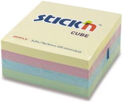 STICK'N Cub notes autoadeziv 76x76 mm, 400 file pastel, STICK'N (HO-21013)