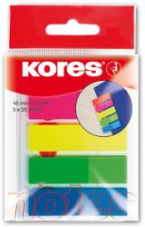 KORES Index autoadeziv din plastic 12 x 45 mm, 5 culori x 25 file/culoare, KORES (KO45105)