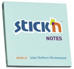 STICK'N Notes autoadeziv 76x76 mm, 100 file, albastru pastel, STICK'N (HO-21149)