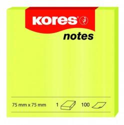 KORES Notite autoadezive, 75x75 mm, 100 file/set, galben neon, KORES (KO47076)