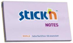 STICK'N Notes autoadeziv 76x127 mm, 100 file, lila pastel, STICK'N (HO-21405)