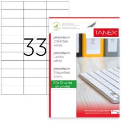 TANEX Etichete autocolante albe, colturi drepte, 33/A4, 70x25.4mm, 100 coli/top, TANEX (TW2233) - gooffice