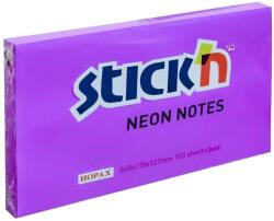 STICK'N Notes autoadeziv 76x127 mm, 100 file/set, mov neon, STICK'N (HO-21214)