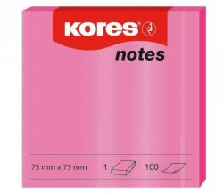 KORES Notite autoadezive, 75x75 mm, 100 file/set, roz neon, KORES (KO47075)